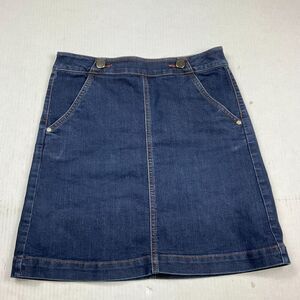 LOFT Denim Pencil Skirt Blue Casual Spring Summer Zip Up Stretch Pockets Size 2
